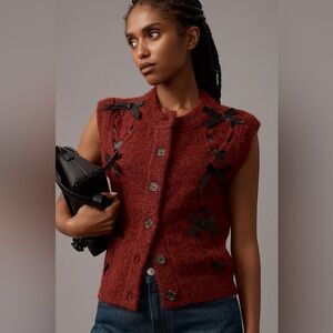 Damson Madder Aggie Bow Knit Sweater Vest